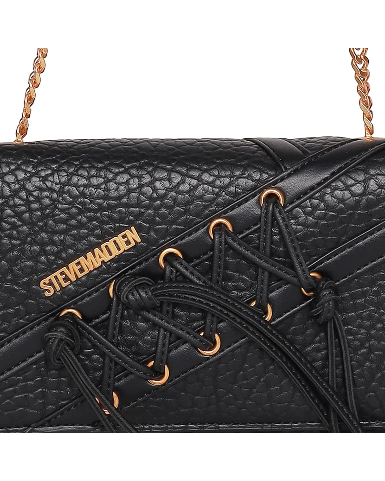 STEVE MADDEN BRAMO-K BLACK/GOLD SHOULDER BAG