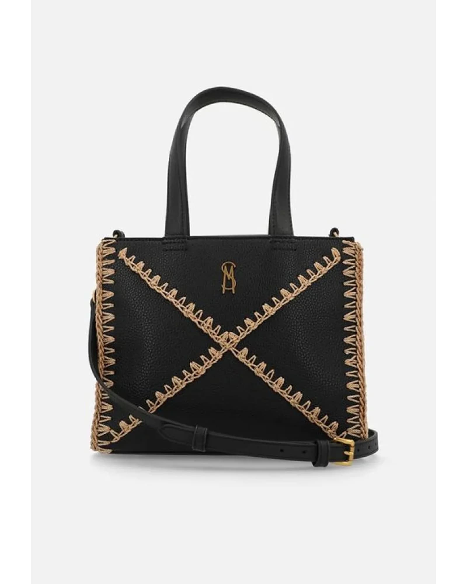 STEVE MADDEN BARIS BLACK/GOLD TOTE