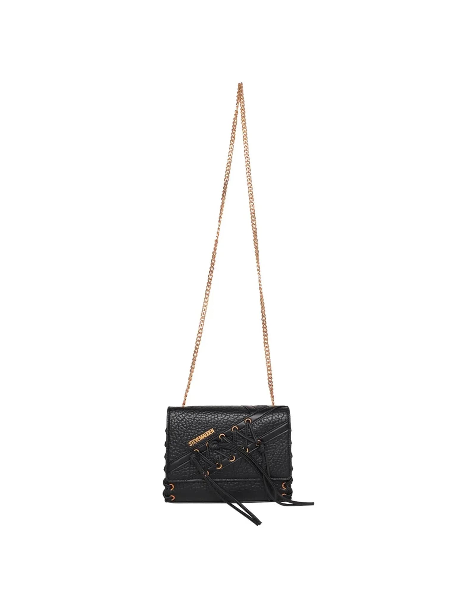 STEVE MADDEN BRAMO-K BLACK/GOLD SHOULDER BAG