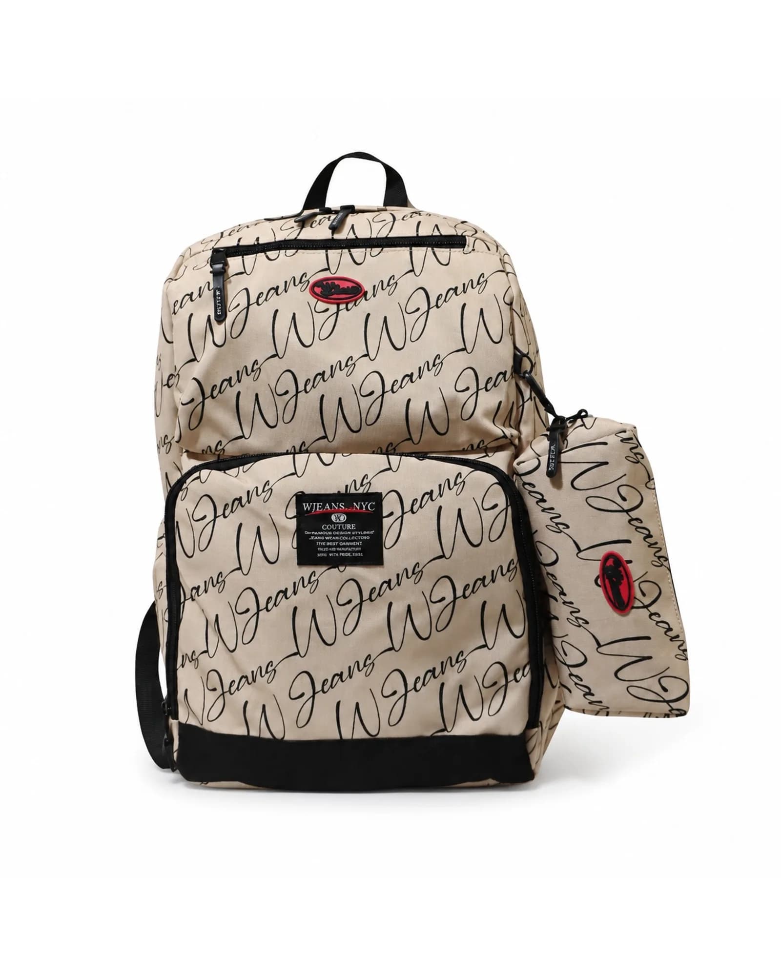 W JEANS Script Backpack Set – Beige
