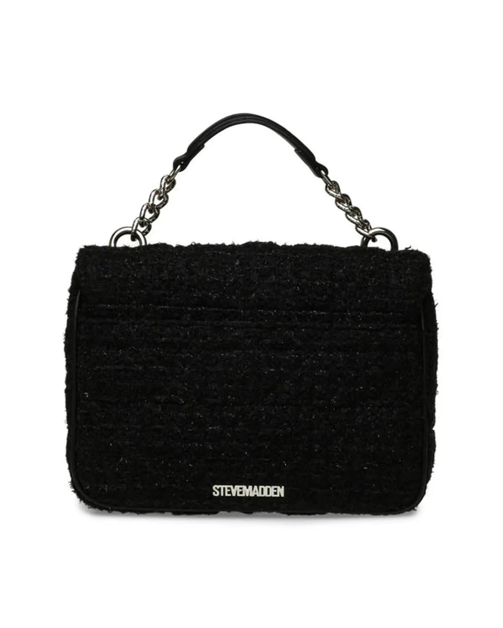 STEVE MADDEN BSTELLET BLK/SIL SMALL SATCHEL
