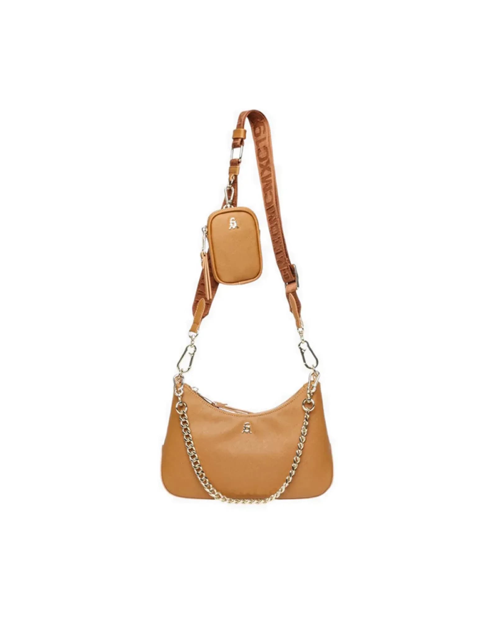 STEVE MADDEN BSIN CAMEL/GOLD CROSSBODY