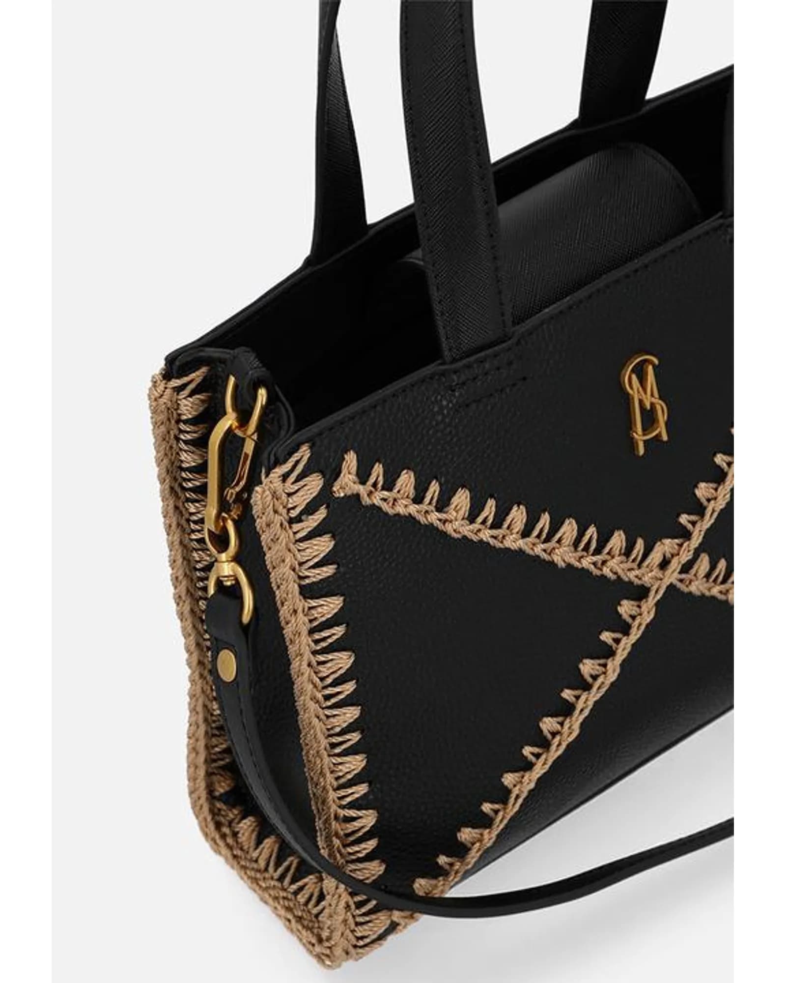STEVE MADDEN BARIS BLACK/GOLD TOTE