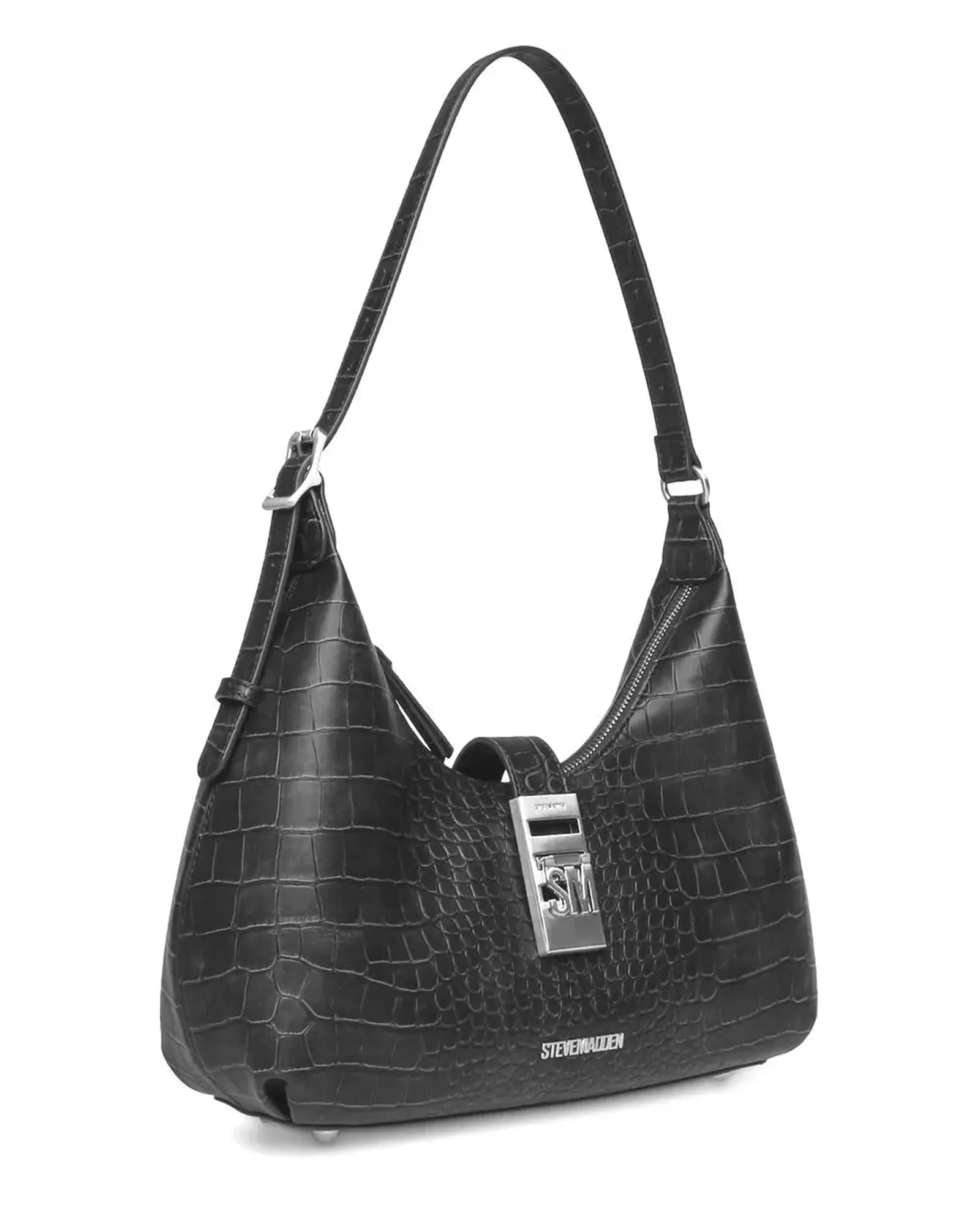 STEVE MADDEN BOVIE-A BLK/SIL HOBO