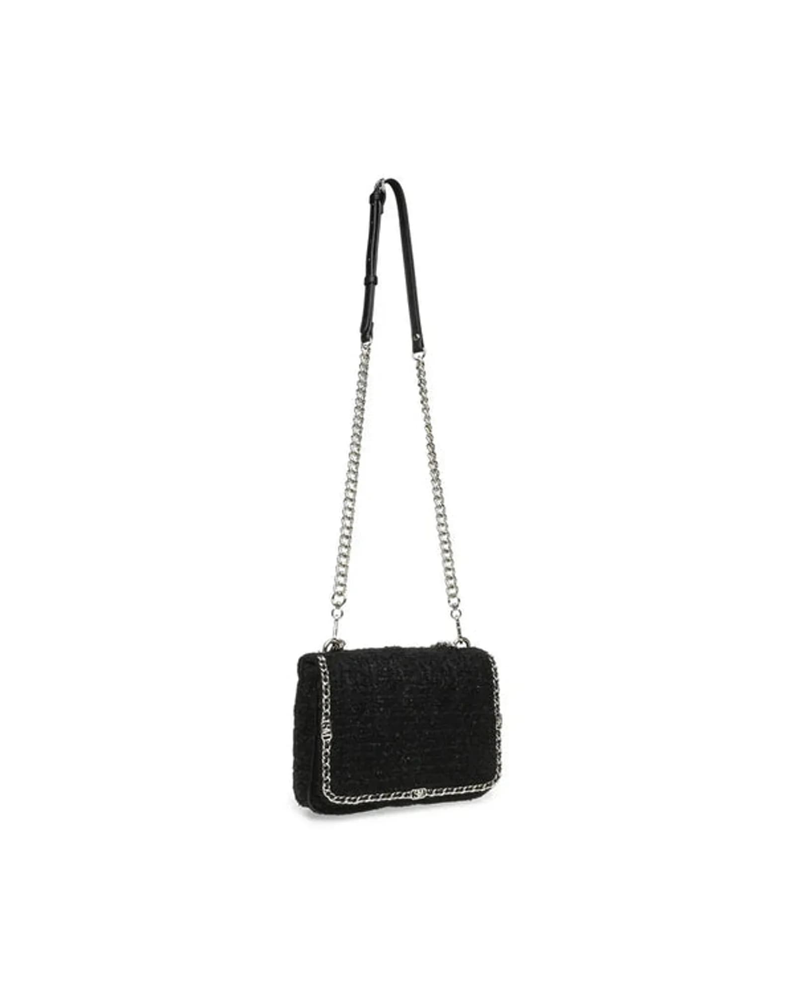 STEVE MADDEN BSTELLET BLK/SIL SMALL SATCHEL